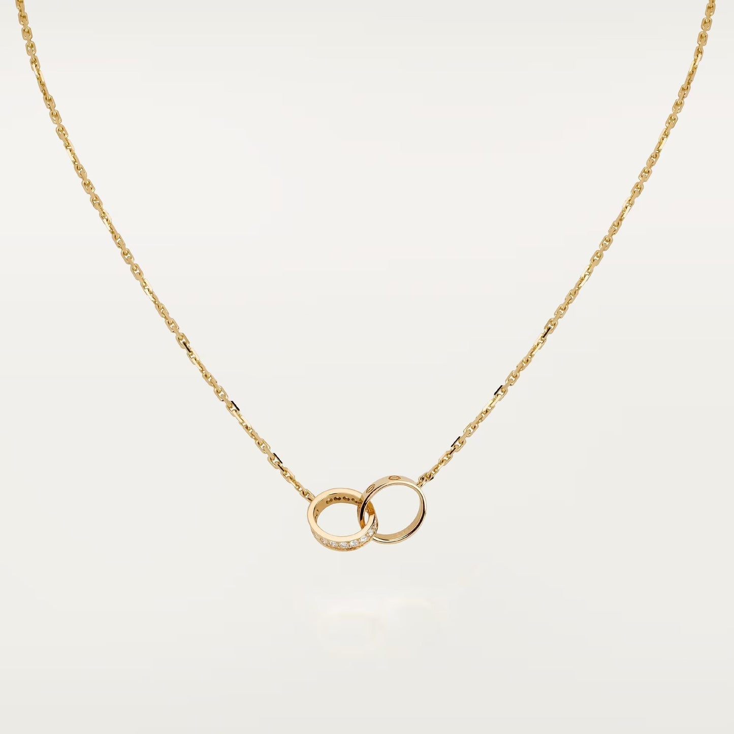 [Eterna Jewels]LOVE DOUBLE RING HALF DIAMOND NECKLACE