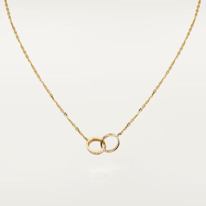 [Eterna Jewels]LOVE DOUBLE RING HALF DIAMOND NECKLACE