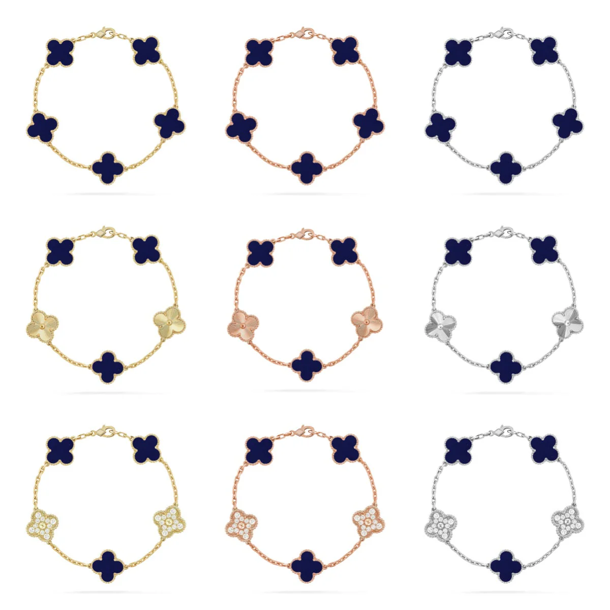 [Eterna Jewels]KLEEBKATTEN-ARMBAND MIT 5 MOTIVEN AUS LAPISLAZULI KOLLEKTION
