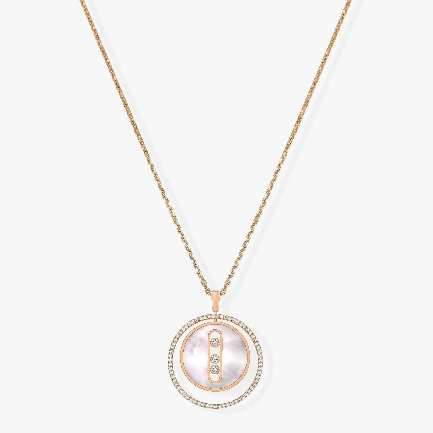[Eterna Jewels]LUCKY MOVE MM WEISSE PERLMUTT DIAMANTENHALSKETTE