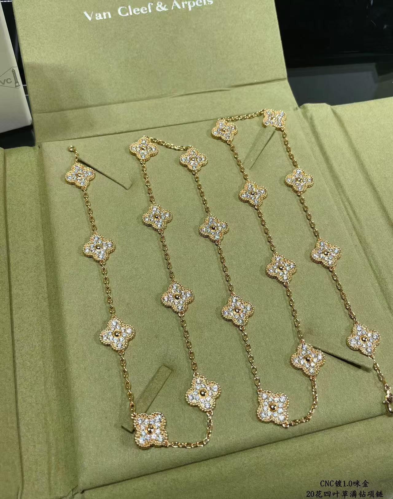 [Eterna Jewels]KLEE-HALSKETTE MIT 20 MOTIVEN UND VOLLBESATZ
