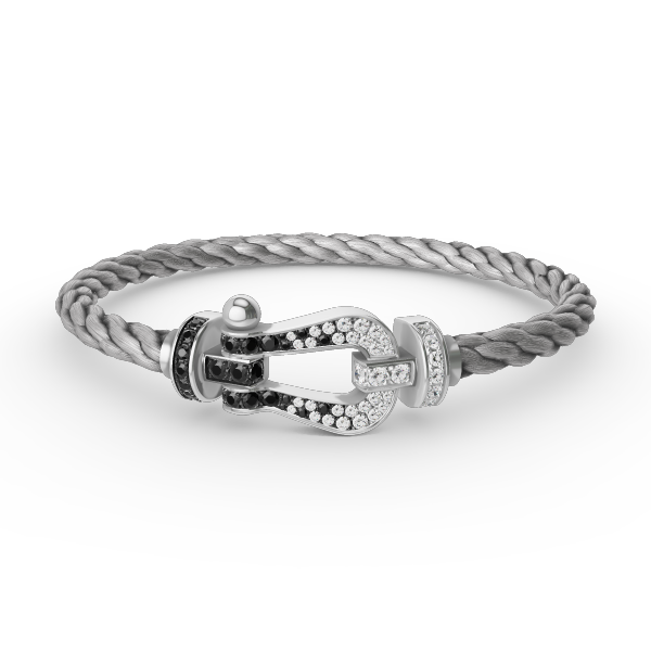 [Eterna Jewels]GROSSES HUFEISEN SCHWARZ WEISS DIAMANT ARMBAND SILBER