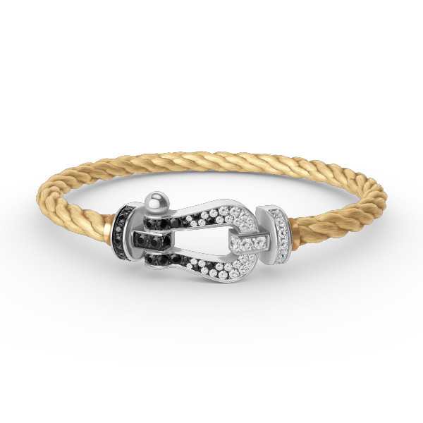 [Eterna Jewels]GROSSES HUFEISEN SCHWARZ WEISS DIAMANT ARMBAND SILBER