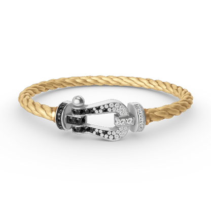 [Eterna Jewels]GROSSES HUFEISEN SCHWARZ WEISS DIAMANT ARMBAND SILBER