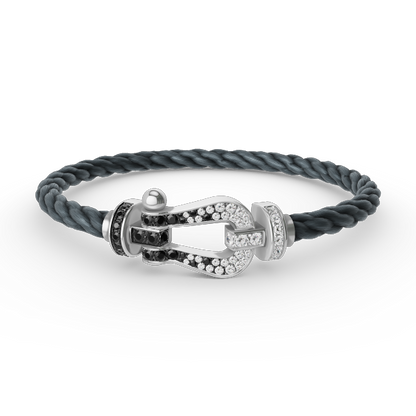 [Eterna Jewels]GROSSES HUFEISEN SCHWARZ WEISS DIAMANT ARMBAND SILBER
