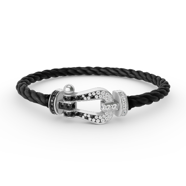 [Eterna Jewels]GROSSES HUFEISEN SCHWARZ WEISS DIAMANT ARMBAND SILBER