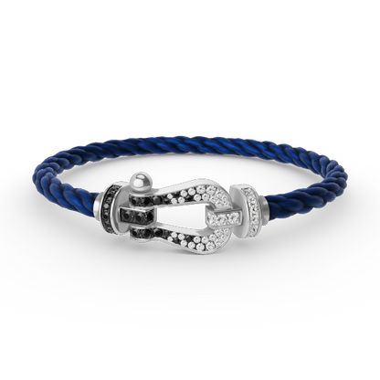 [Eterna Jewels]GROSSES HUFEISEN SCHWARZ WEISS DIAMANT ARMBAND SILBER