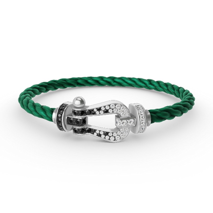 [Eterna Jewels]GROSSES HUFEISEN SCHWARZ WEISS DIAMANT ARMBAND SILBER