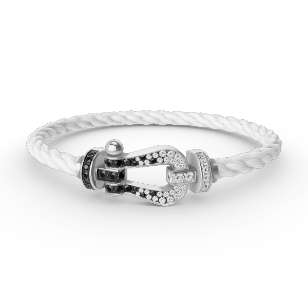 [Eterna Jewels]GROSSES HUFEISEN SCHWARZ WEISS DIAMANT ARMBAND SILBER
