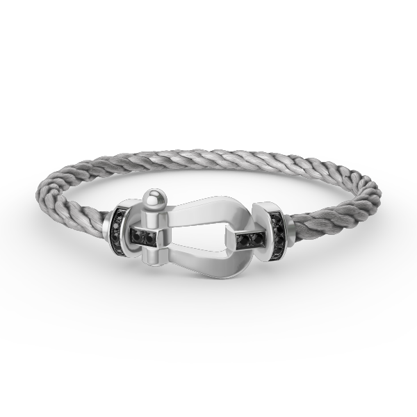[Eterna Jewels]FORCE GROSSES HUFEISEN SCHWARZER DIAMANT ARMBAND SILBER