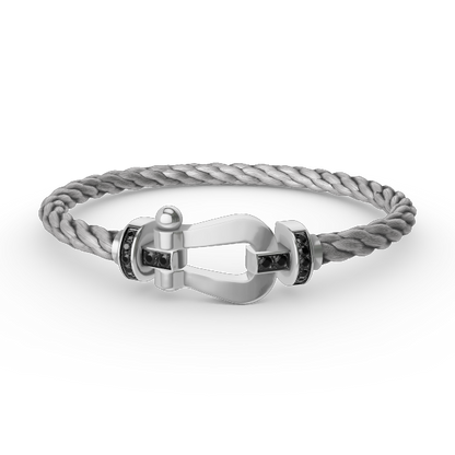 [Eterna Jewels]FORCE GROSSES HUFEISEN SCHWARZER DIAMANT ARMBAND SILBER