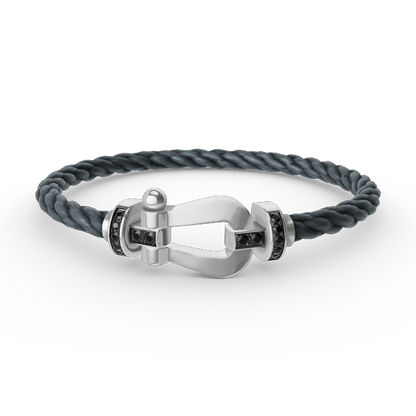 [Eterna Jewels]FORCE GROSSES HUFEISEN SCHWARZER DIAMANT ARMBAND SILBER