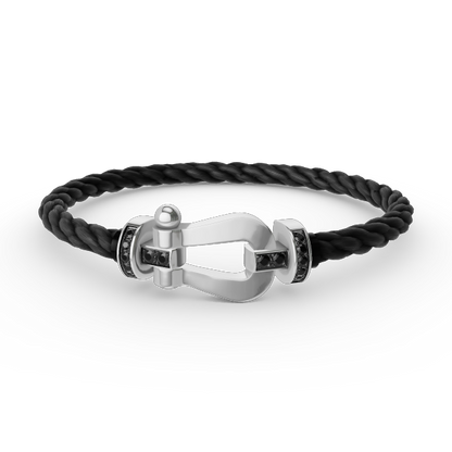 [Eterna Jewels]FORCE GROSSES HUFEISEN SCHWARZER DIAMANT ARMBAND SILBER