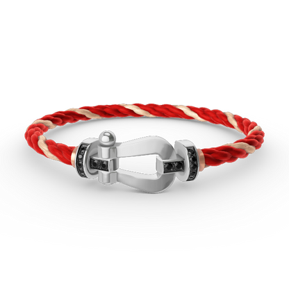 [Eterna Jewels]FORCE GROSSES HUFEISEN SCHWARZER DIAMANT ARMBAND SILBER