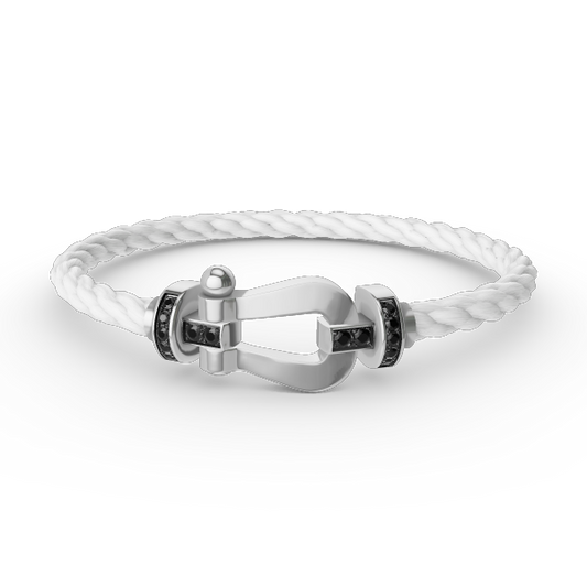 [Eterna Jewels]FORCE GROSSES HUFEISEN SCHWARZER DIAMANT ARMBAND SILBER