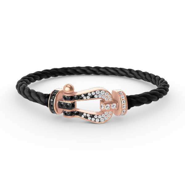 [Eterna Jewels]GROSSES HUFEISEN SCHWARZ-WEISS DIAMANTEN-ARMBAND ROSÉGOLD