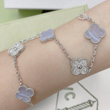 [Eterna Jewels] KLEEBRAUM 5 MOTIV VIOLETTER CHALCEDON ARMBAND KOLLEKTION