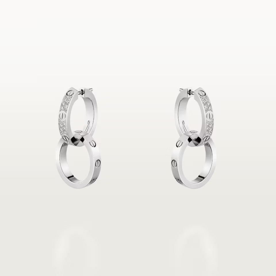 [Eterna Jewels]LOVE 3.3MM DANGLE HALF DIAMOND EARRINGS