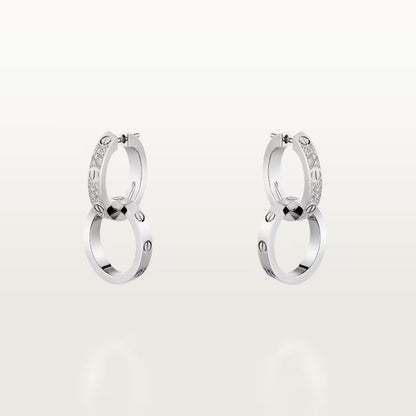 [Eterna Jewels]LOVE 3.3MM DANGLE HALF DIAMOND EARRINGS