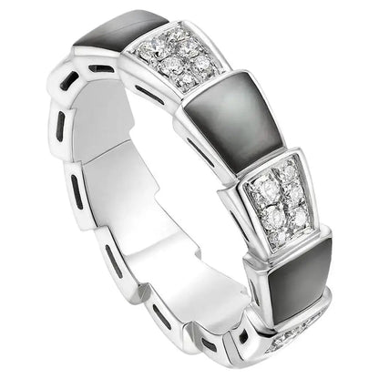 [Eterna Jewels]SERPENTI RING SILBER DIAMANT SCHWARZER MOP 4MM
