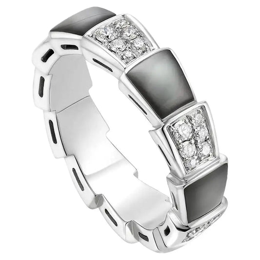 [Eterna Jewels]SERPENTI RING SILBER DIAMANT SCHWARZER MOP 4MM