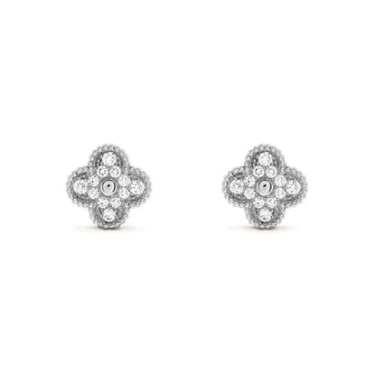[Eterna Jewels]KLEEBLLATT 1 MOTIVE DIAMANT OHRSTECKER SILBER