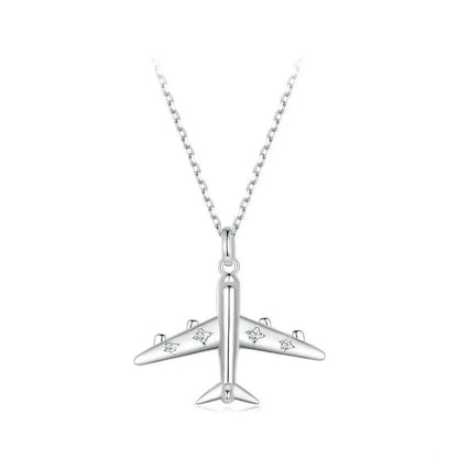 Zarte Flugzeug-Anhänger-Halskette Platinbeschichtete Halskette