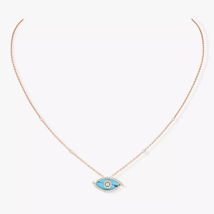 [Eterna Jewels]Halskette mit Glücksauge, Diamanten und Türkis in Roségold