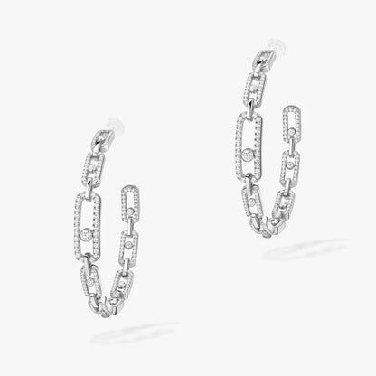 [[Eterna Jewels]Move Link Diamond Hoop-Ohrringe