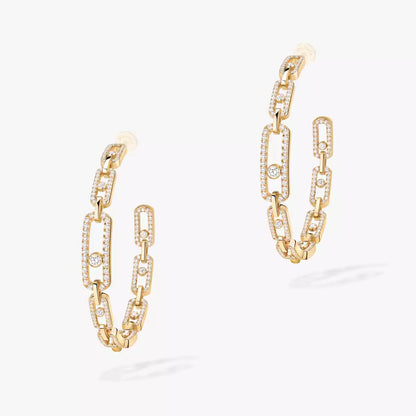 [[Eterna Jewels]Move Link Diamond Hoop-Ohrringe