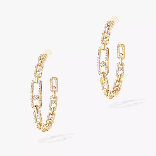 [[Eterna Jewels]Move Link Diamond Hoop-Ohrringe