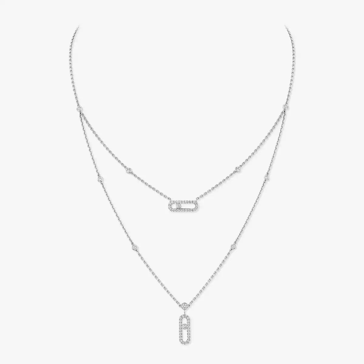 [Eterna Jewels]2 Rows Rose Gold Diamond Pave_ Halskette Move Uno