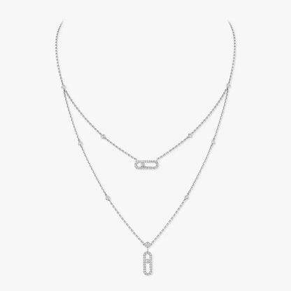 [Eterna Jewels]2 Rows Rose Gold Diamond Pave_ Halskette Move Uno