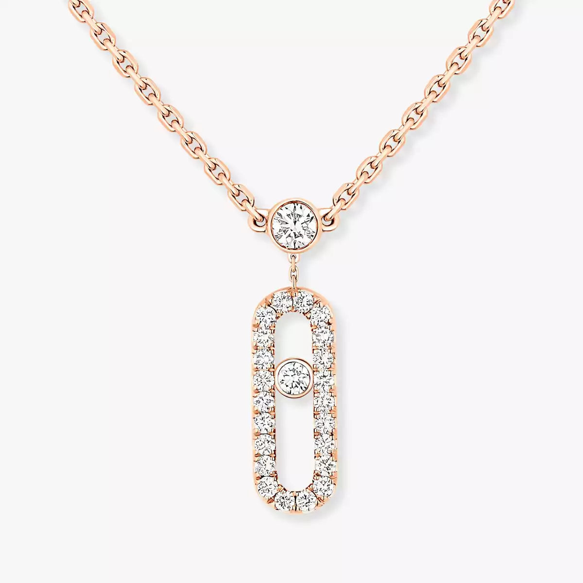 [Eterna Jewels]2 Rows Rose Gold Diamond Pave_ Halskette Move Uno
