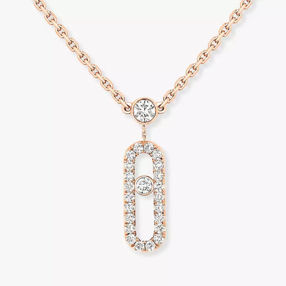 [Eterna Jewels]2 Rows Rose Gold Diamond Pave_ Halskette Move Uno