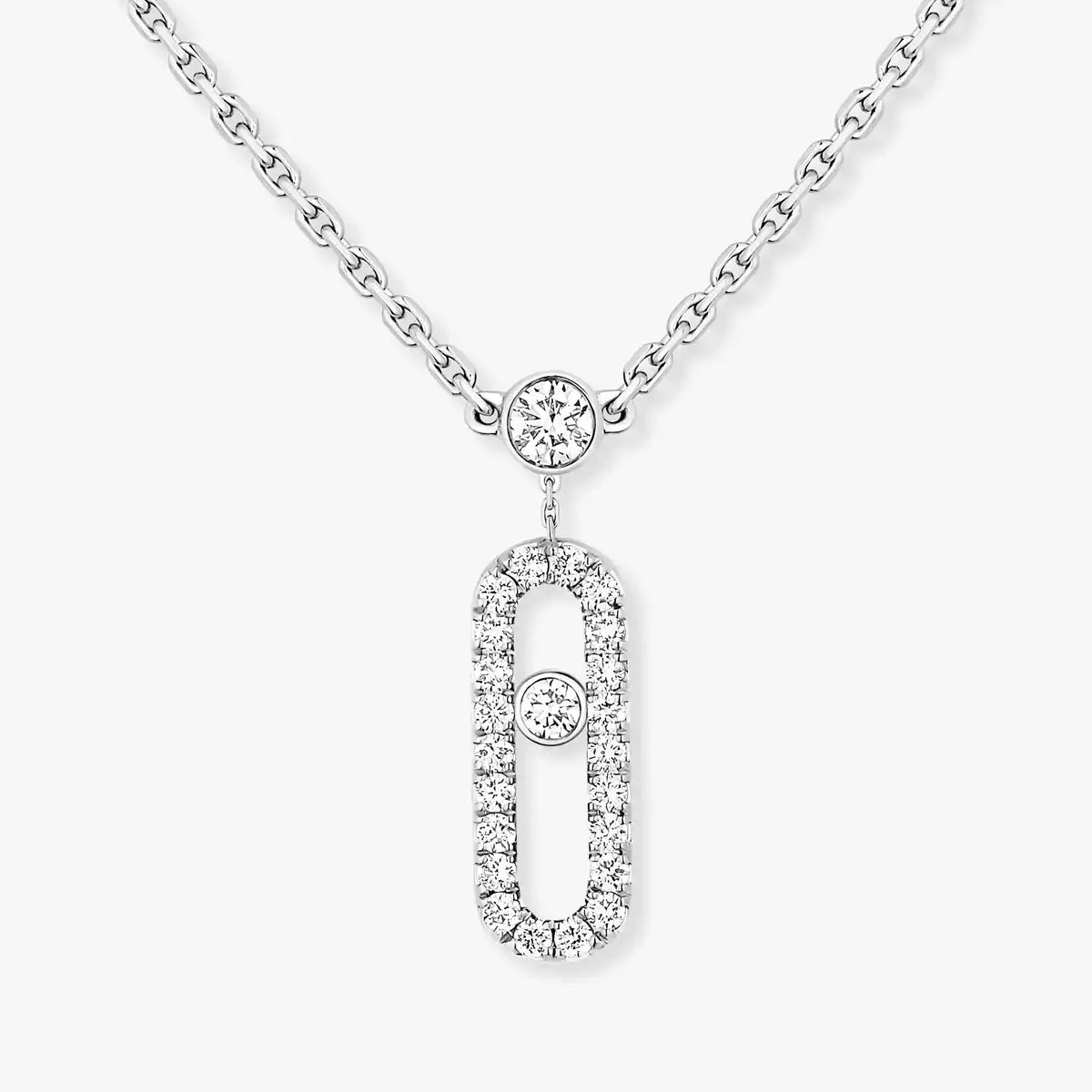 [Eterna Jewels]2 Rows Rose Gold Diamond Pave_ Halskette Move Uno