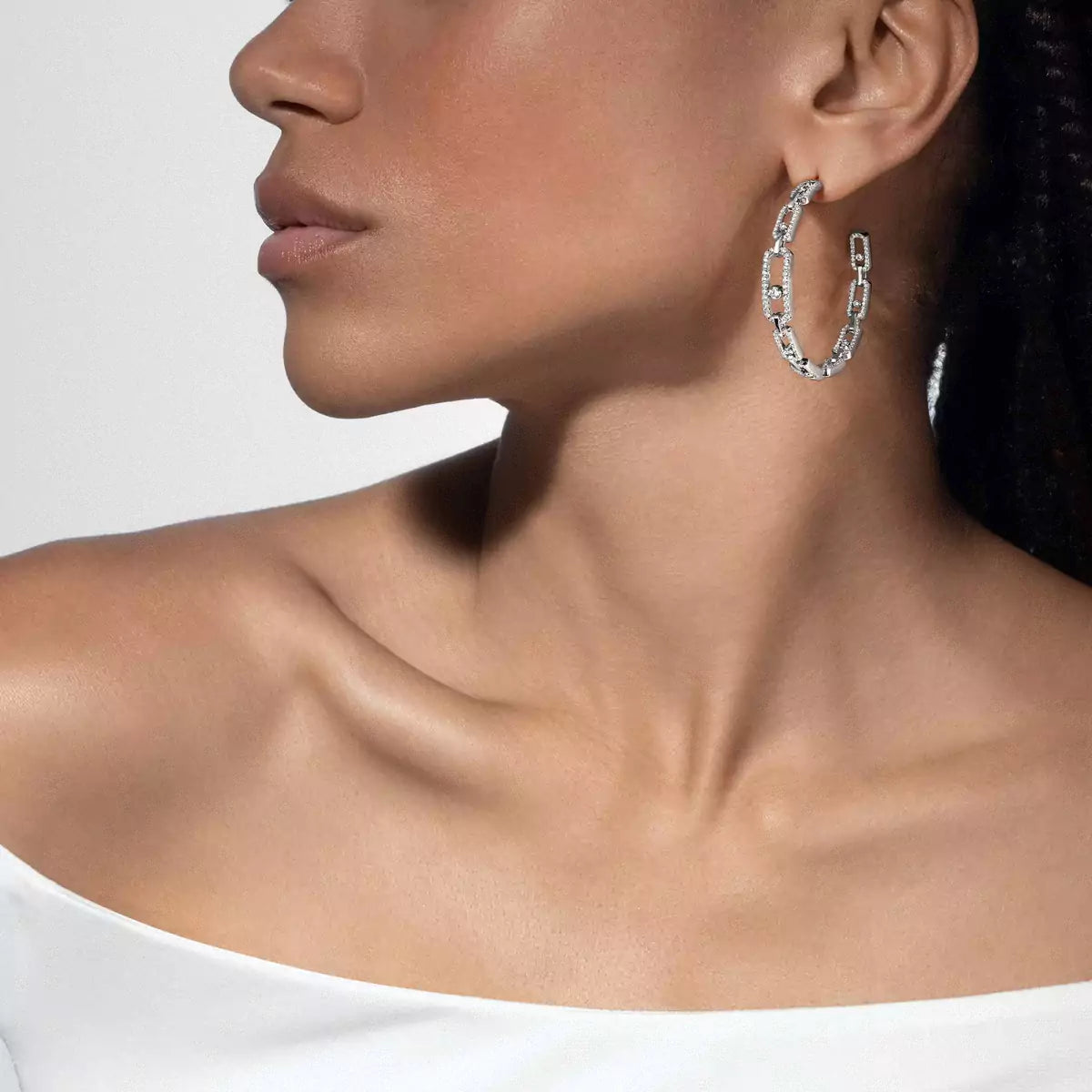 [[Eterna Jewels]Move Link Diamond Hoop-Ohrringe