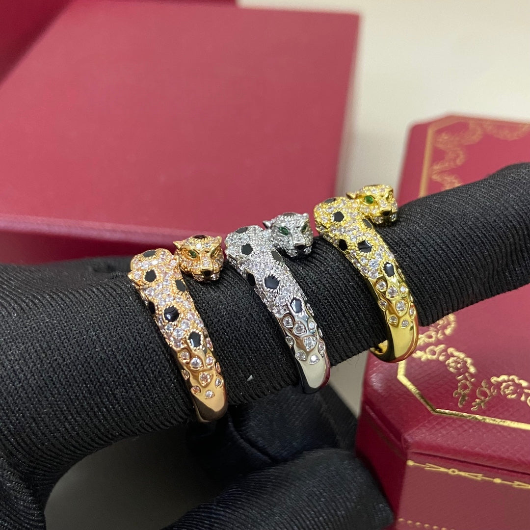 [Eterna Jewels]VOLLER DIAMANT DOPPELTER LEOPARDENKOPF-RING