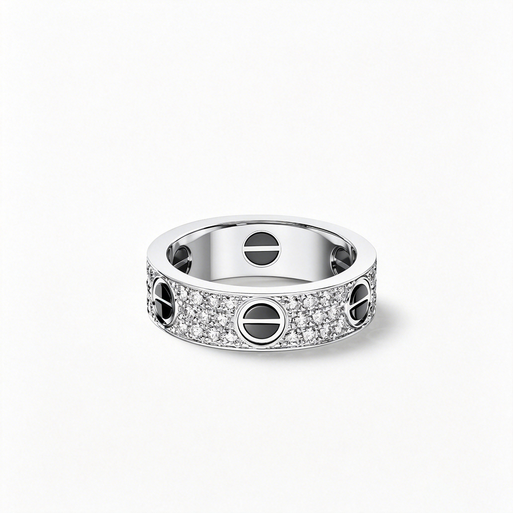 [Eterna Jewels]LOVE RING 5.5MM DIAMONDS PAVED CERAMIC