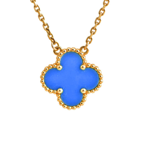[Eterna Jewels]クローバー 15MM ブルーアゲートネックレス