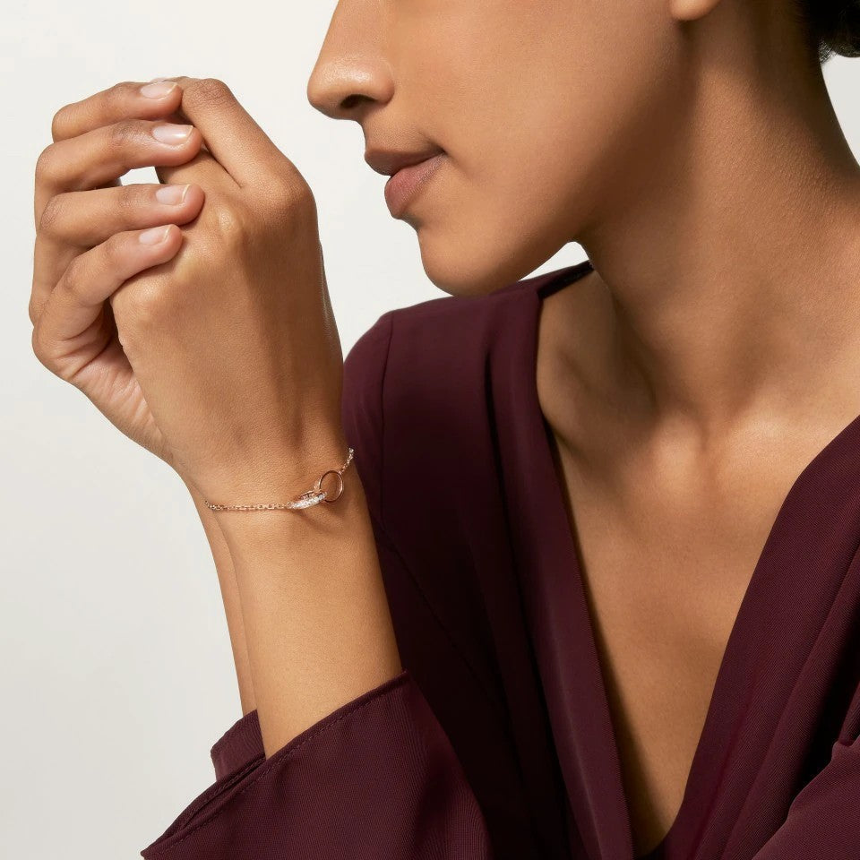 [Eterna Jewels]LOVE DOUBLE RING HALF DIAMOND BRACELET
