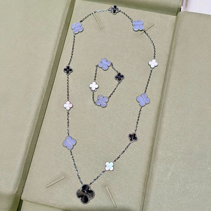 [Eterna Jewels]ABNEHMBARE KLEE 15(11+4) BLUMEN SILBERKETTE SET