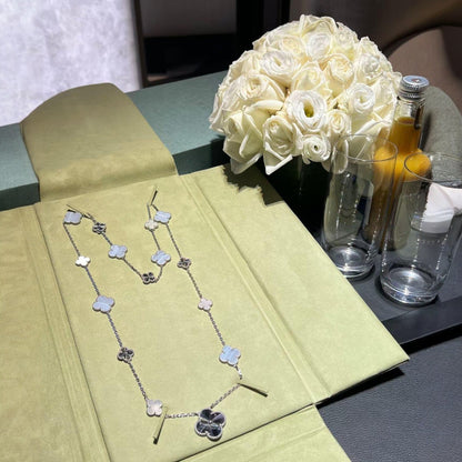 [Eterna Jewels]ABNEHMBARE KLEE 15(11+4) BLUMEN SILBERKETTE SET