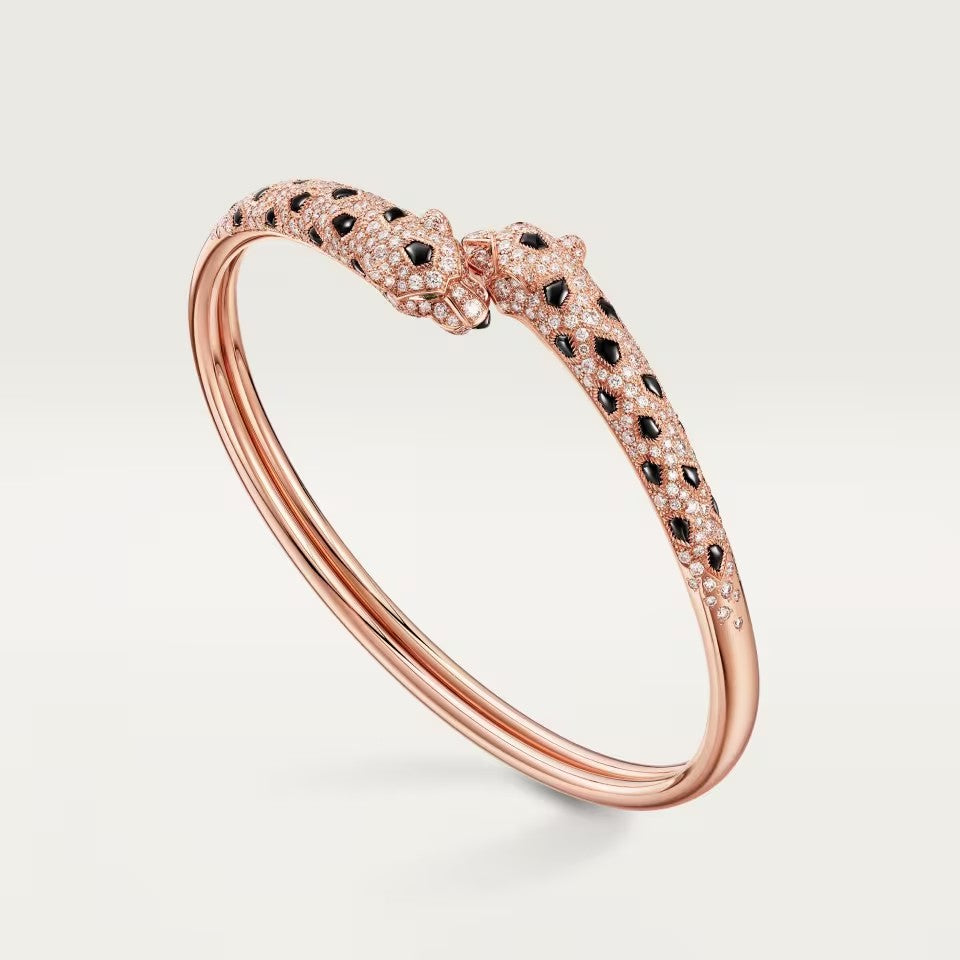 [Eterna Jewels]PANTHERE DOUBLE HEADED HALF DIAMOND OPEN BRACELET