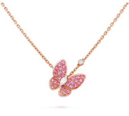 [Eterna Jewels]SCHMETTERLING ROTER DIAMANT ROSÉGOLD-HALSKETTE