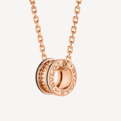 [Eterna Jewels]ZERO 1 ROCK ANHÄNGER ROSÉGOLD SCHWARZE HALSKETTE