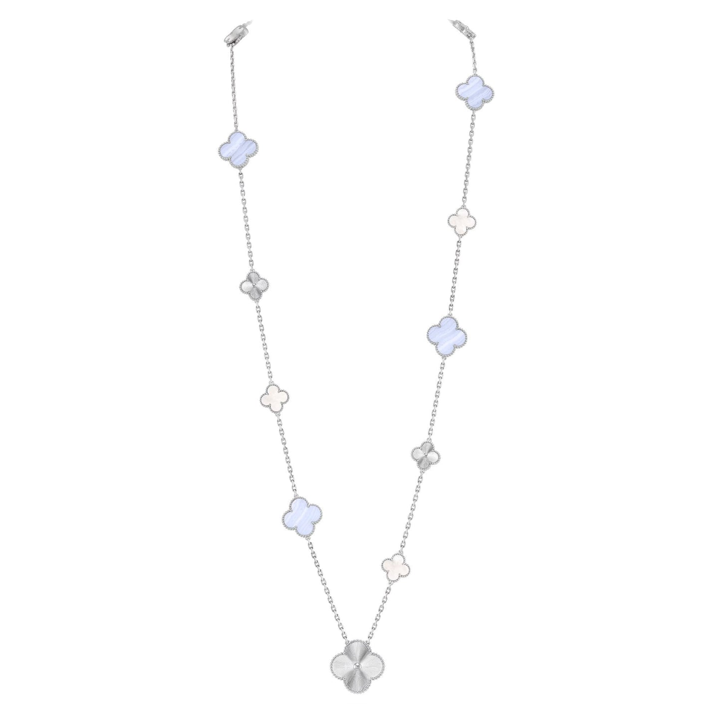 [Eterna Jewels]ABNEHMBARE KLEE 15(11+4) BLUMEN SILBERKETTE SET
