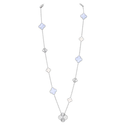 [Eterna Jewels]ABNEHMBARE KLEE 15(11+4) BLUMEN SILBERKETTE SET