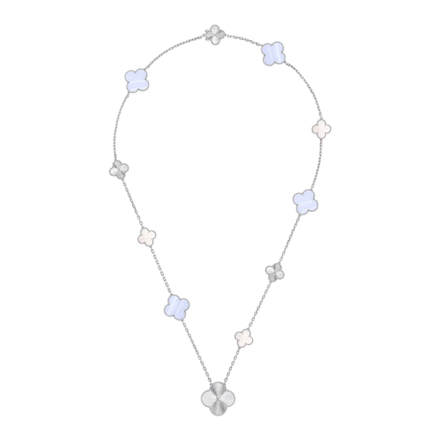 [Eterna Jewels]ABNEHMBARE KLEE 15(11+4) BLUMEN SILBERKETTE SET