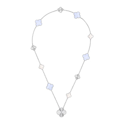 [Eterna Jewels]ABNEHMBARE KLEE 15(11+4) BLUMEN SILBERKETTE SET